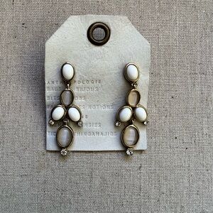 Anthropologie Cream and Gold Statement Earrings